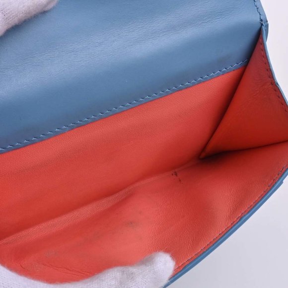 BVLGARI Serpenti Forever Leather Bifold Wallet Blue Ladies - Picture 6 of 10